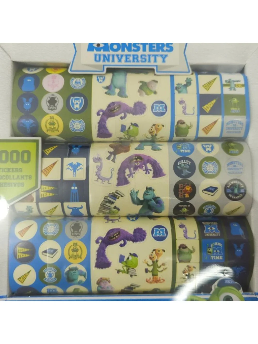 Disney Pixar Monsters University Party Favors 1000 Stickers Roll Lot of 2 Sealed